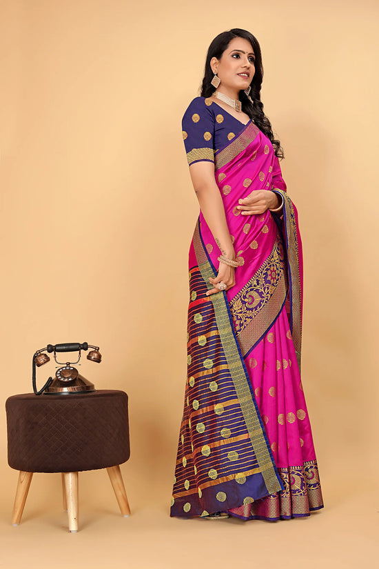 Pionex Woven Katan Kanjivaram Soft Lichi Silk Sarees