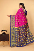 Pionex Woven Katan Kanjivaram Soft Lichi Silk Sarees