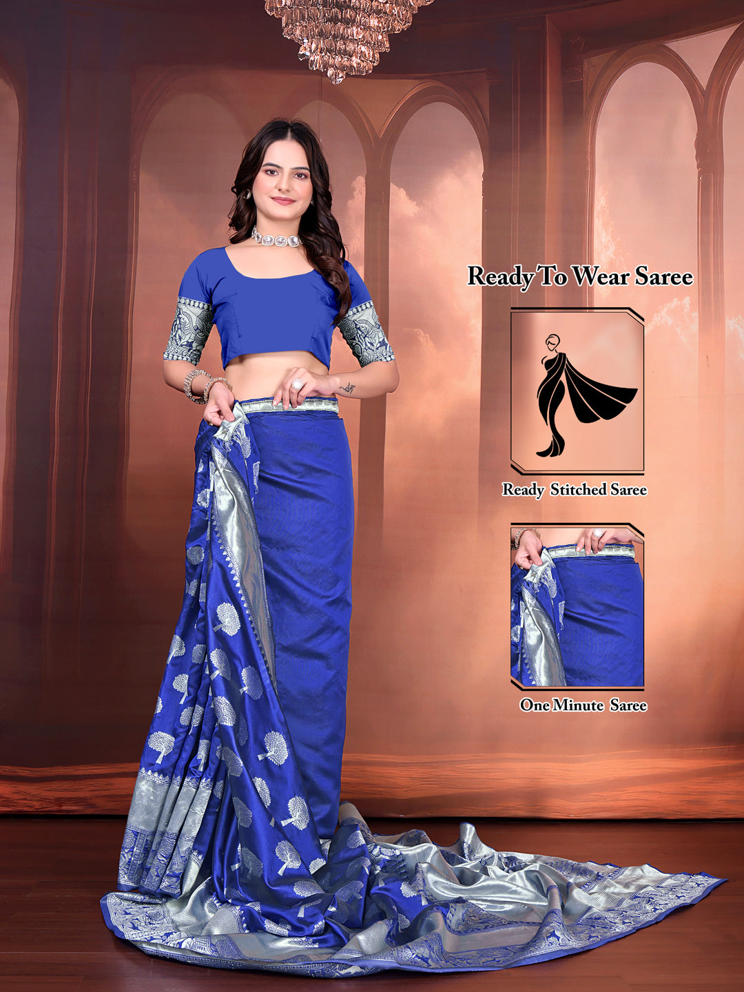 Ready to Wear Jacquard Pure Silk Saree