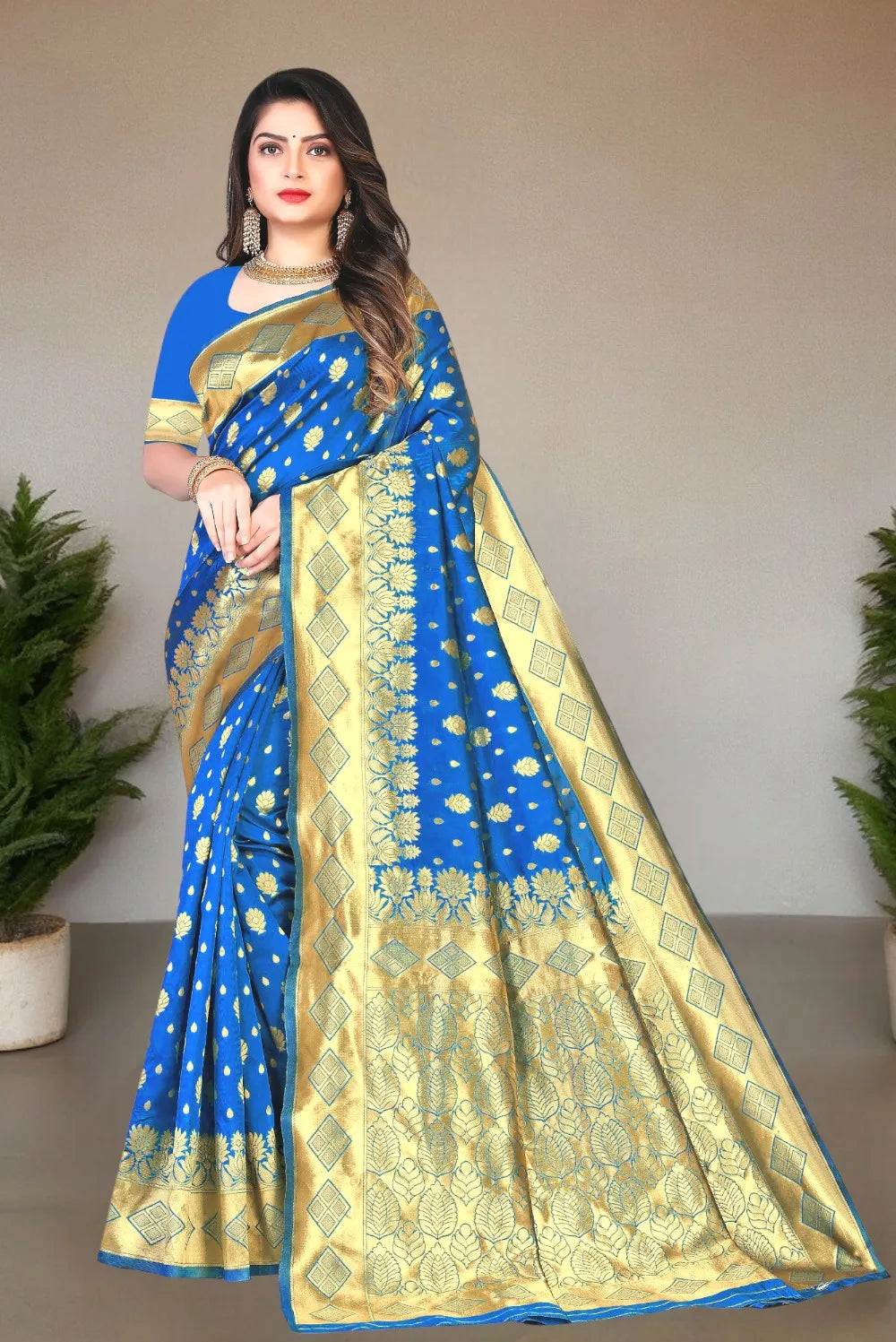 Pionex Woven Kanjivaram Jacquard Pure Silk Saree