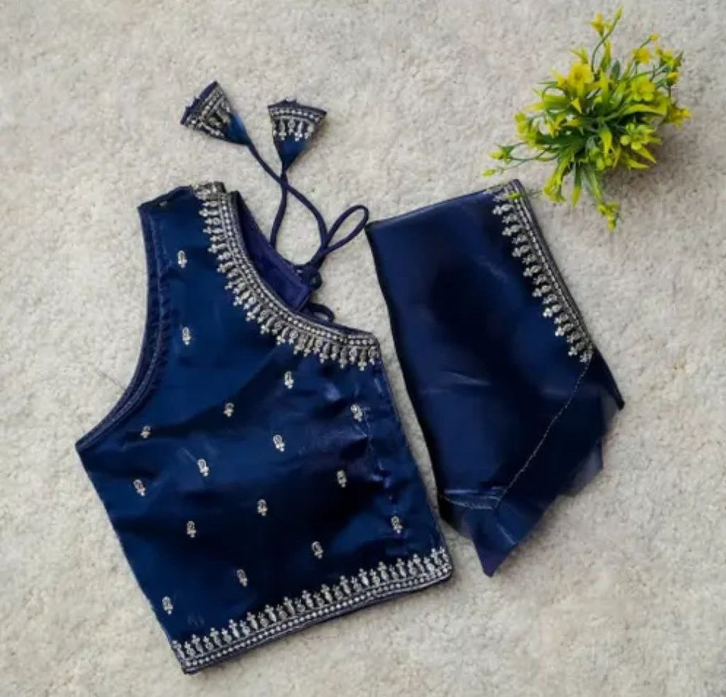 Readymade Jimmy Choo Fabric Embroidered Blouse with Front Hook & Back Tussels