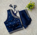 Readymade Jimmy Choo Fabric Embroidered Blouse with Front Hook & Back Tussels