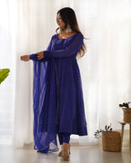 Women Leheriya Printed Georgette Anarkali Kurta Set
