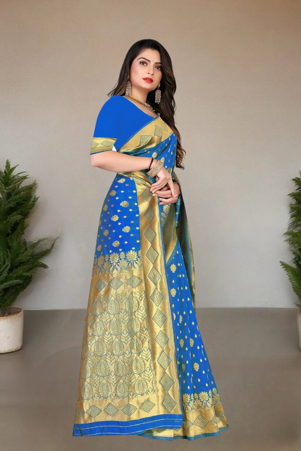 Pionex Woven Kanjivaram Jacquard Pure Silk Saree