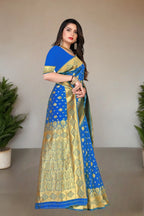 Pionex Woven Kanjivaram Jacquard Pure Silk Saree