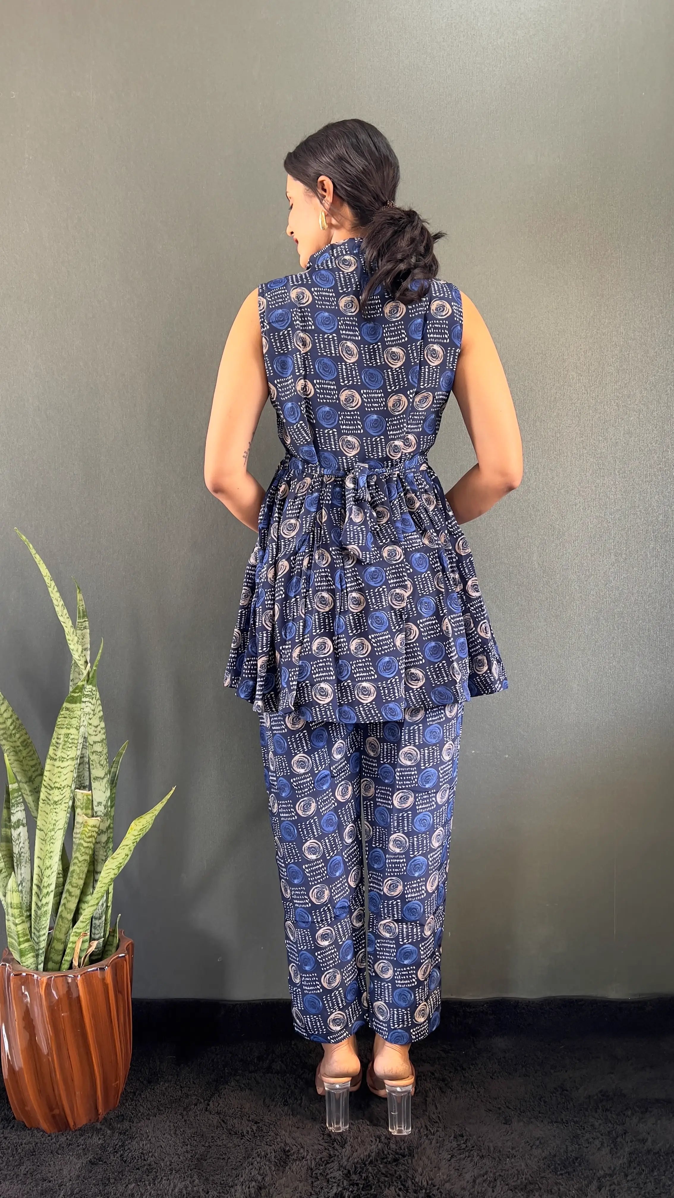 Printed V-Neck Co Ord Sets For Office Wear