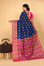 Pionex Woven Katan Kanjivaram Soft Lichi Silk Sarees