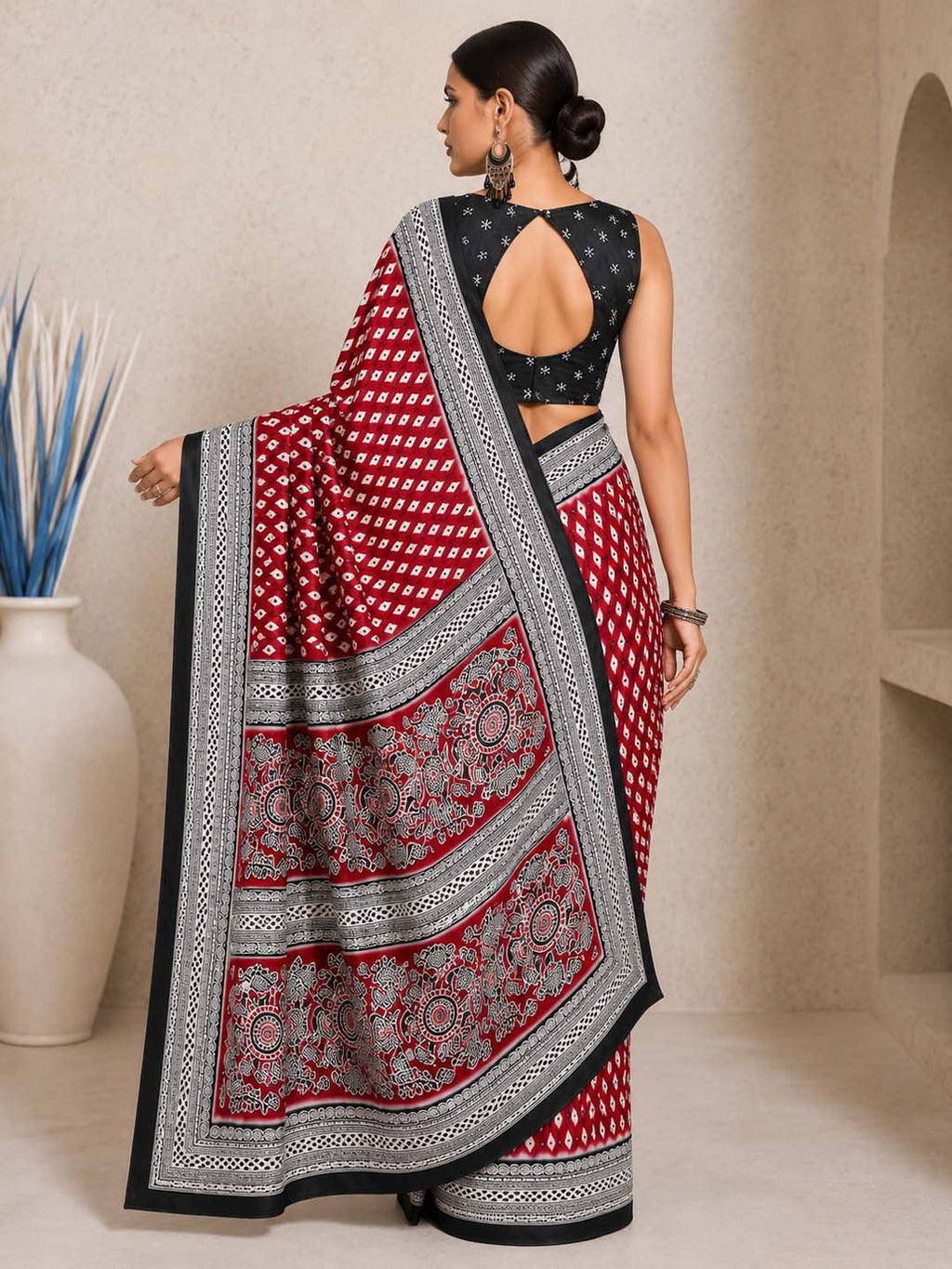 Ready to Wear Jaipuri Mul Cotton Geometric Printed Saree for Women