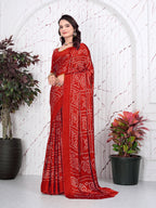 Bandhani Printed Satin Silk Saree for Party Look