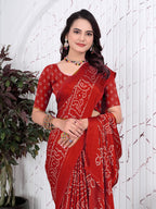 Bandhani Printed Satin Silk Saree for Party Look