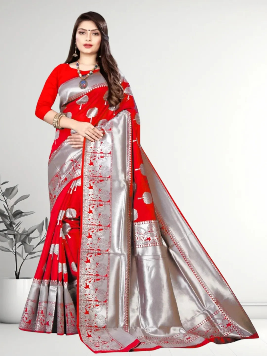 Pionex Banarasi Softy Copper Zari Weaving Brocade Saree
