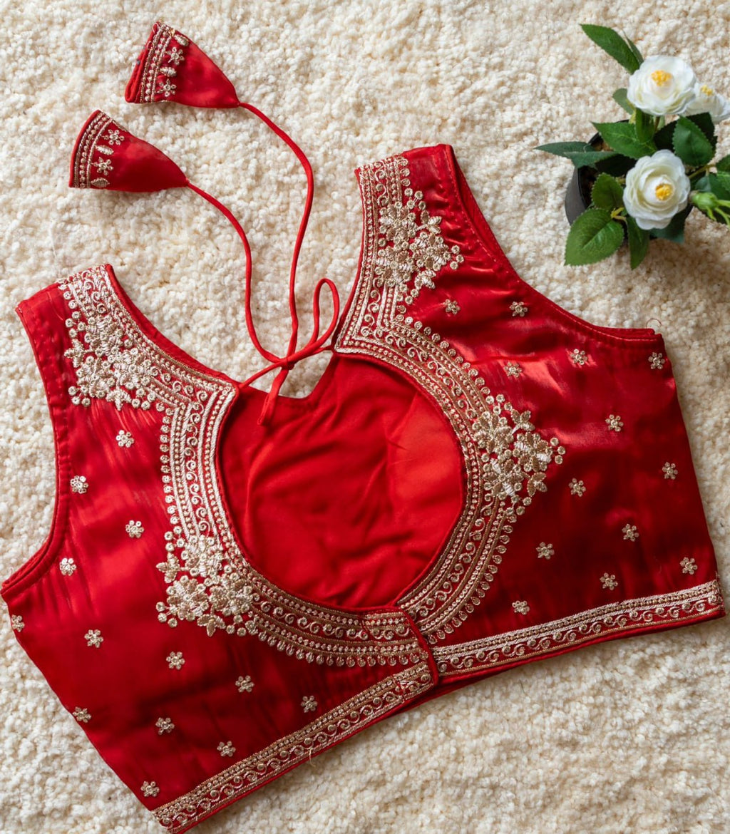 Jimmy Choo Fabric Sequin Embroidered V-Neck Blouse with Tussels