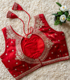 Jimmy Choo Fabric Sequin Embroidered V-Neck Blouse with Tussels