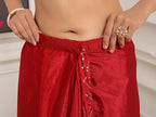 Pionex Ready To Wear Chinon Solid Saree With Embroidered Border