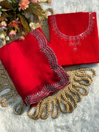 Two-Tone Satin Saree with Exquisite Diamond Cutwork Border