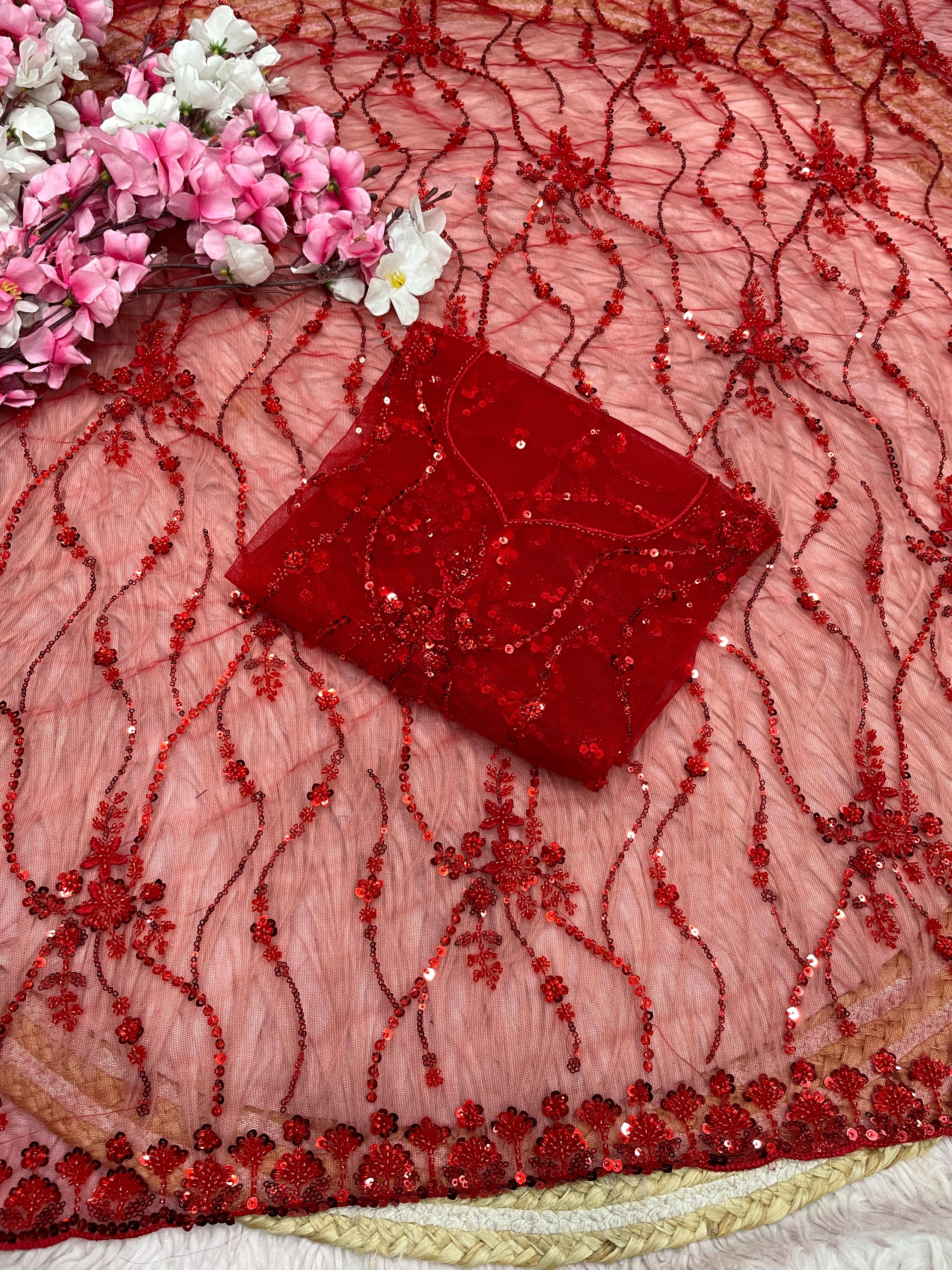 Net Saree With All Over Arco Bordar And Sequence Work