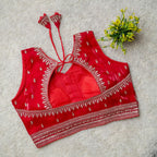 Readymade Jimmy Choo Fabric Embroidered Blouse with Front Hook & Back Tussels