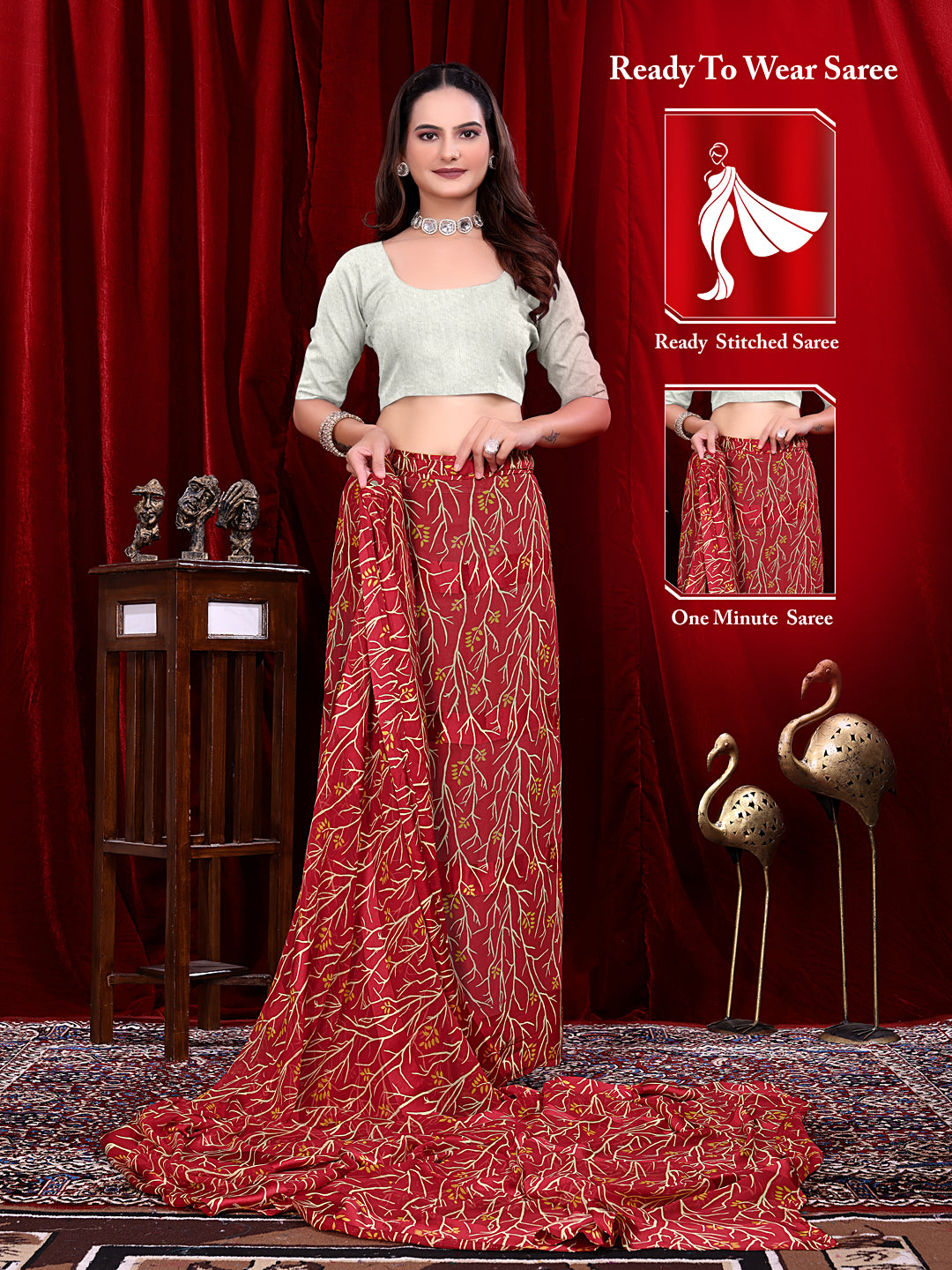 Ready to Wear Georgette Patta Printed Saree