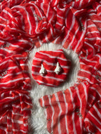 Designer Leheriya Print Georgette Saree with Handcrafted Cutdana and Diamond Work