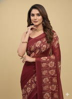 Elegant Floral Border Print Georgette Border Saree