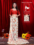 Women's Ready-to-wear Floral Printed Georgette Saree