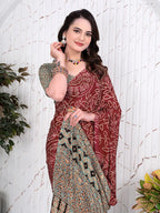 Bandhani Printed Pure Crepe Silk Saree