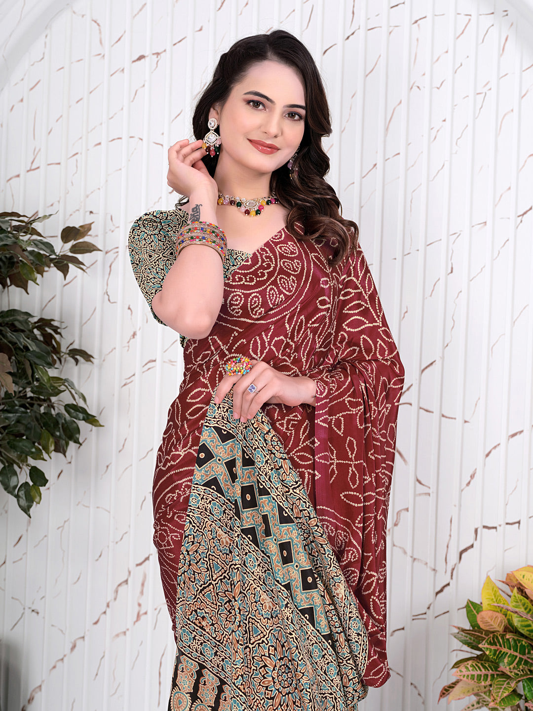 Abstract Printed Pure Crepe Silk Saree