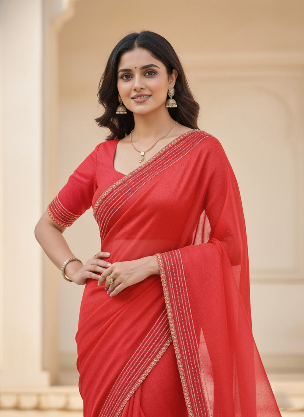 Party Wear Solid Net Saree with Heavy Diamond Siroski Work