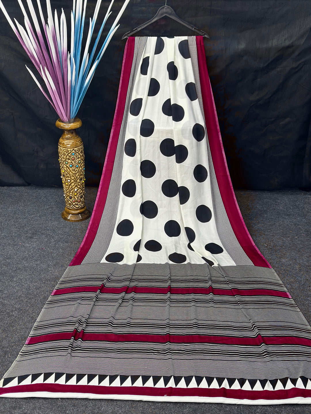 Designer Satin Silk Block Printed Saree