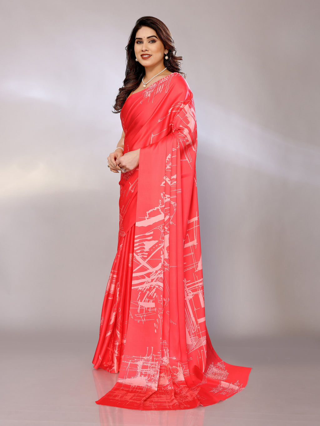 Abstract Print Crepe Silk Saree for Party Wear