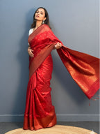 Elegant Patola Print Jacquard Woven Cotton Silk Saree with Zari Butta Work