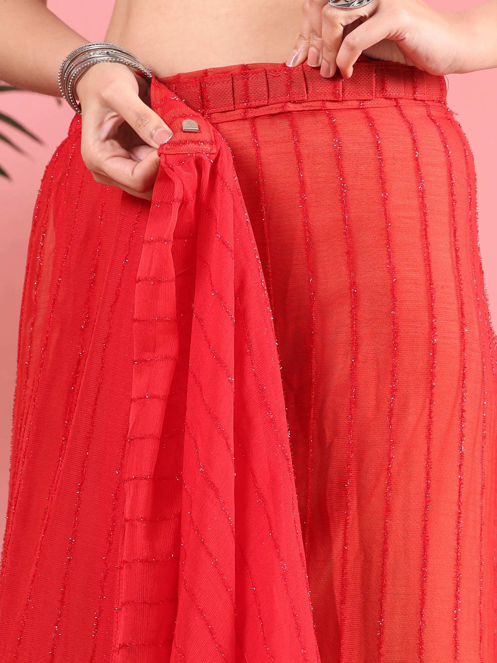 Ready To Wear Chiffon Zari Linen Saree