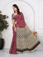 Abstract Printed Pure Crepe Silk Saree