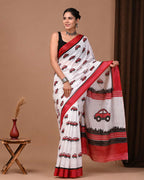 Women’s Graphic Print Handloom Mulmul Pure Cotton Saree