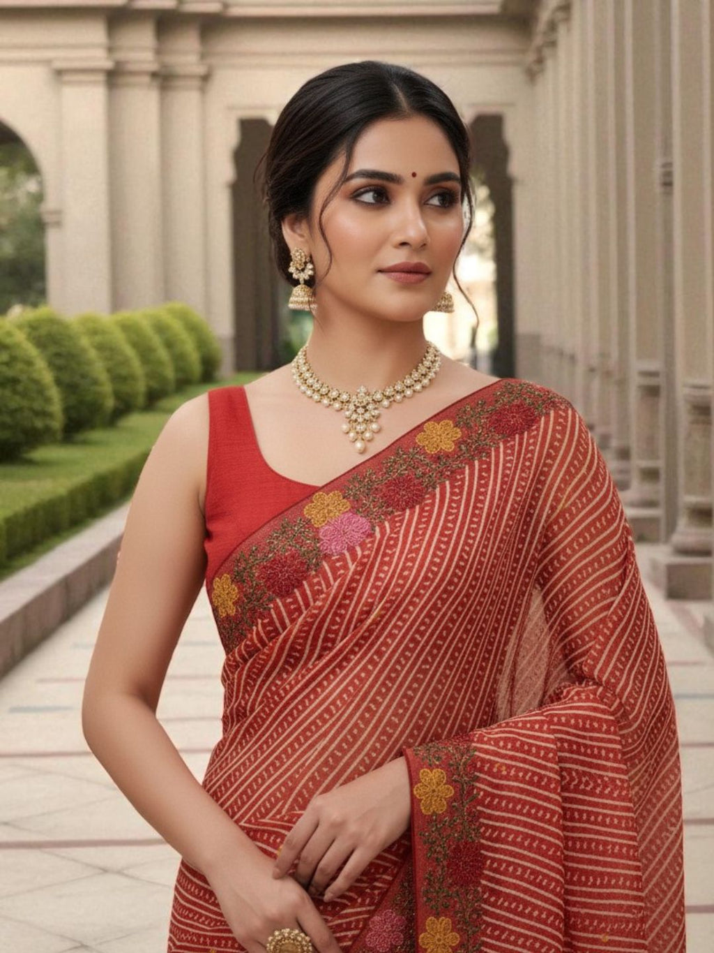 Cotton Silk Bandhani Printed Saree with Embroidery Work Border