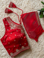 Jimmy Choo Fabric Sequin Embroidered V-Neck Blouse with Tussels