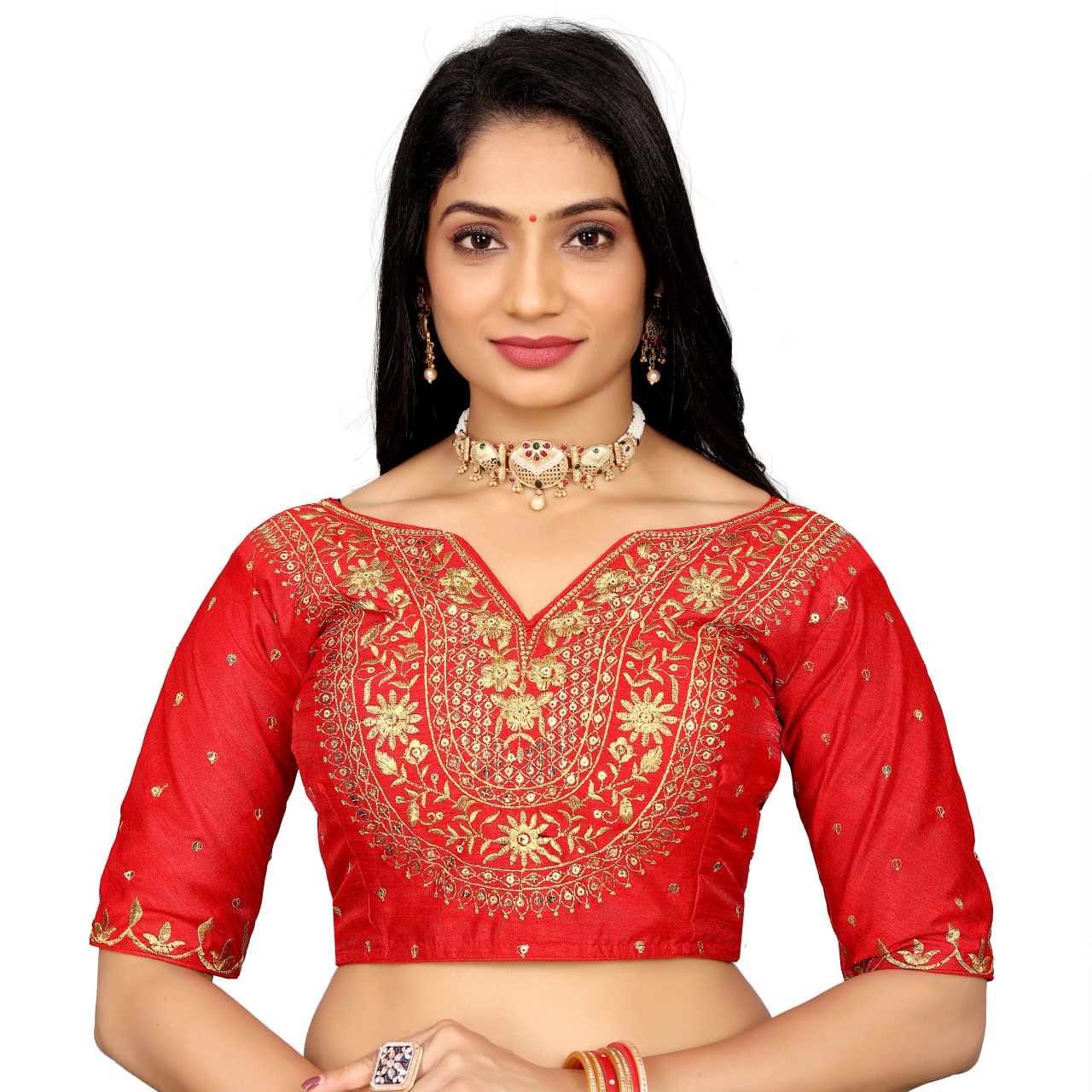 Vichitra Silk Embroidered Blouse