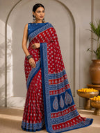 Ready to Wear Jaipuri Mul Cotton Geometric Printed Saree for Women