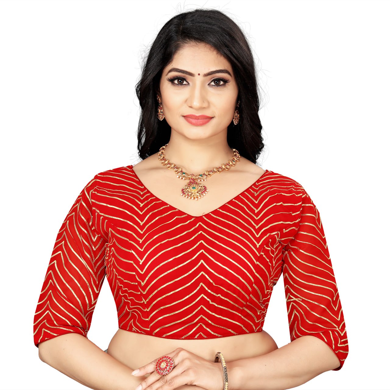 Georgette Padded Blouse with Full Embroidery Work