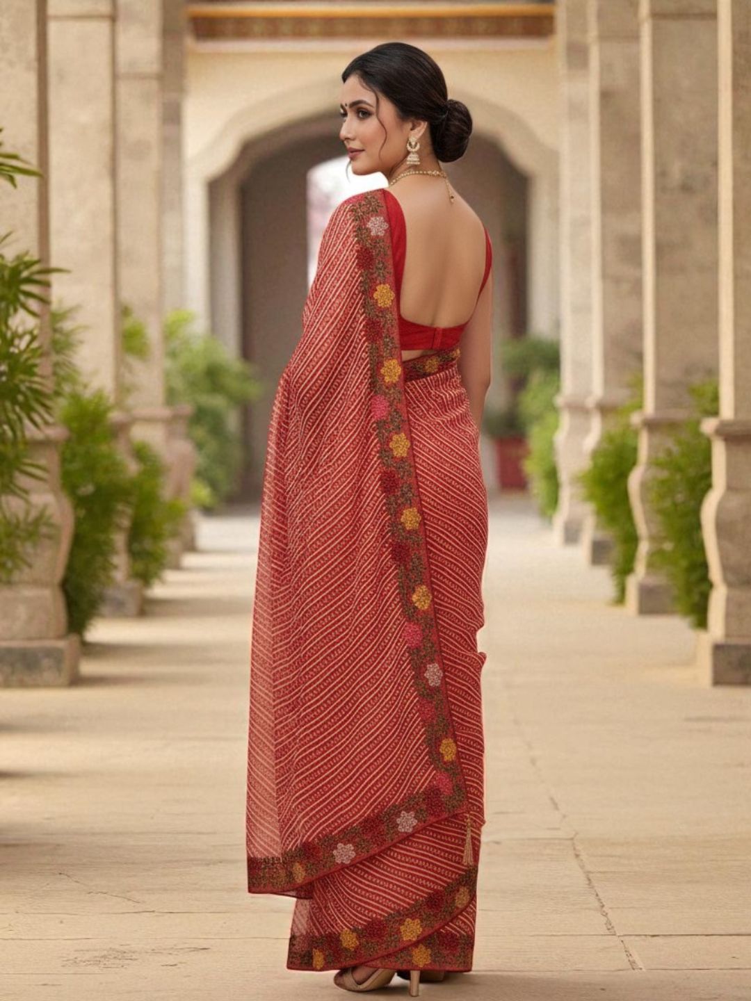 Cotton Silk Bandhani Printed Saree with Embroidery Work Border