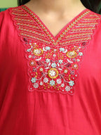 Roman Silk Embroidery Hand Work Kurta Pant Set With Dupatta