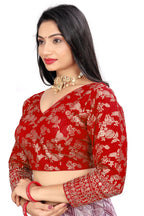 Pure Dola Silk Jacquard Embroidered Blouse