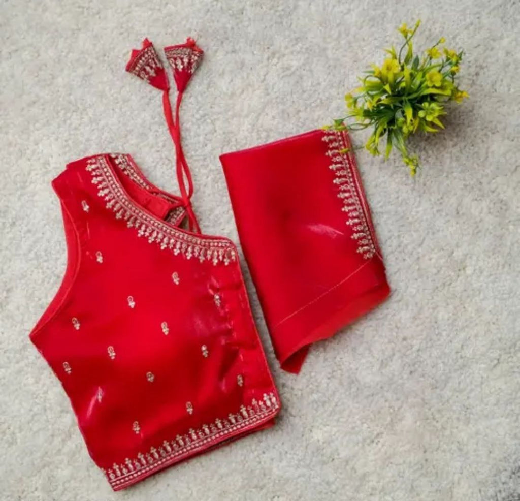 Readymade Jimmy Choo Fabric Embroidered Blouse with Front Hook & Back Tussels