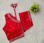 Readymade Jimmy Choo Fabric Embroidered Blouse with Front Hook & Back Tussels