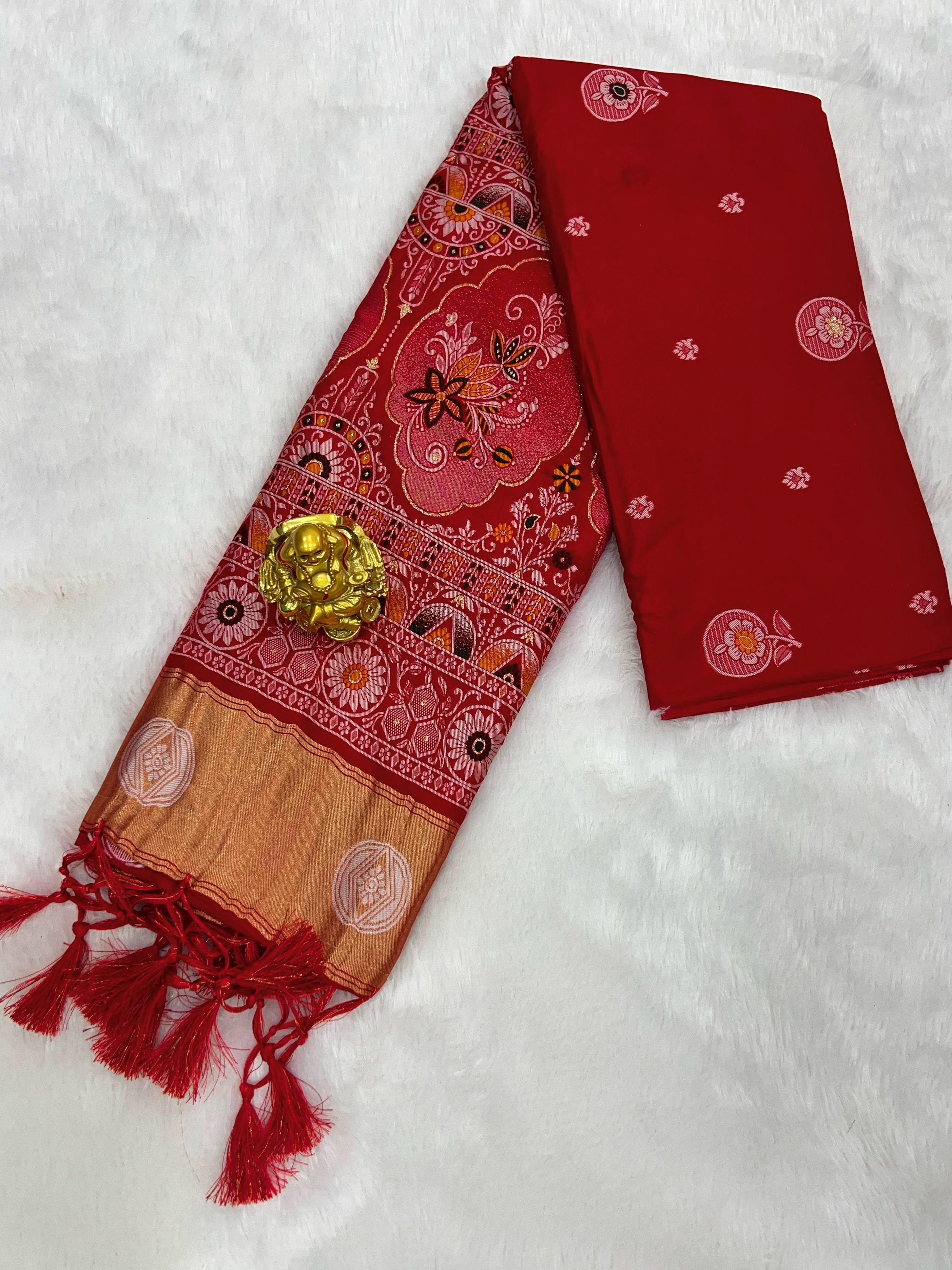 Patola Silk Saree with Traditional Pallu and Tassel Border