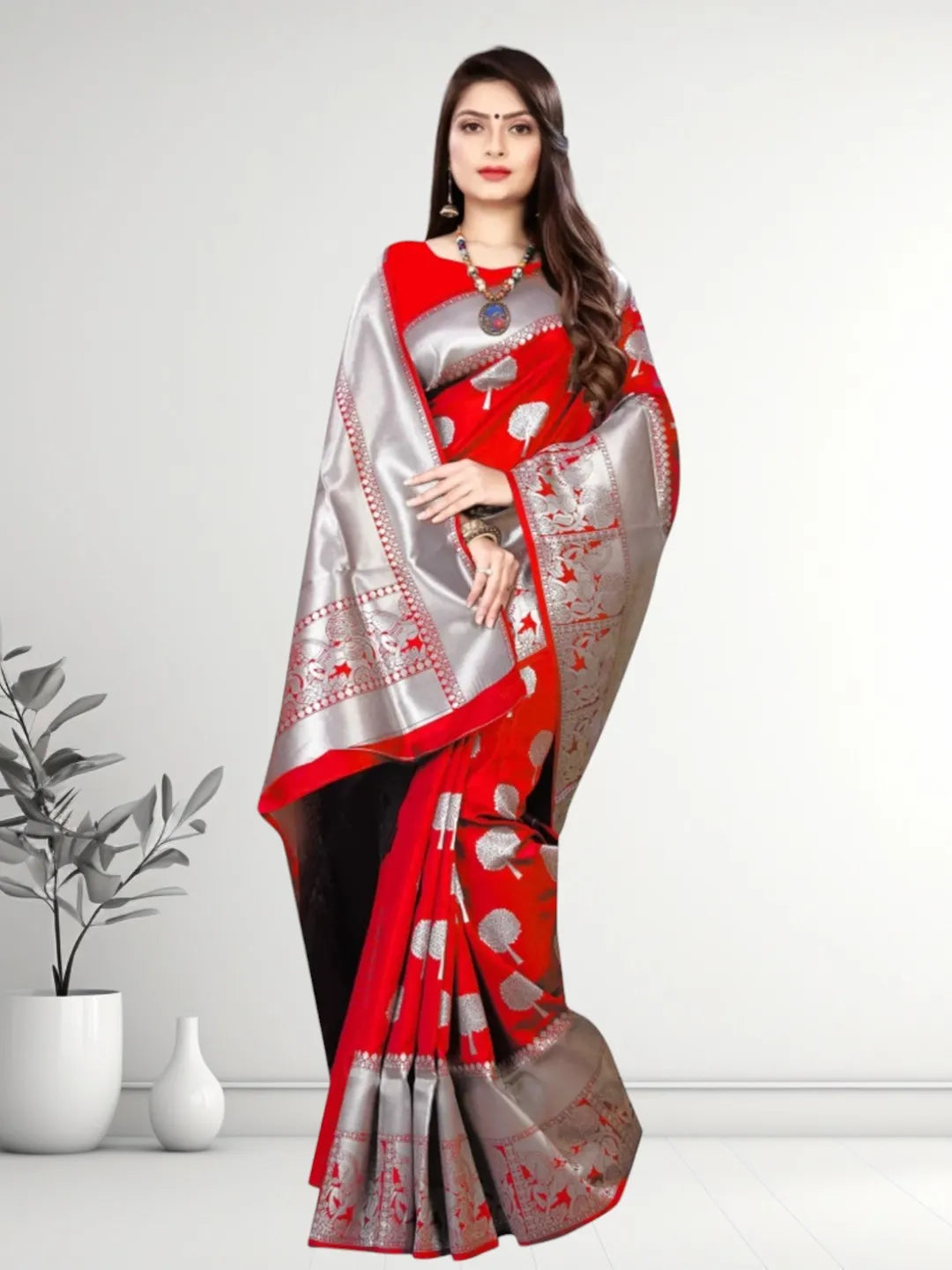 Pionex Banarasi Softy Copper Zari Weaving Brocade Saree