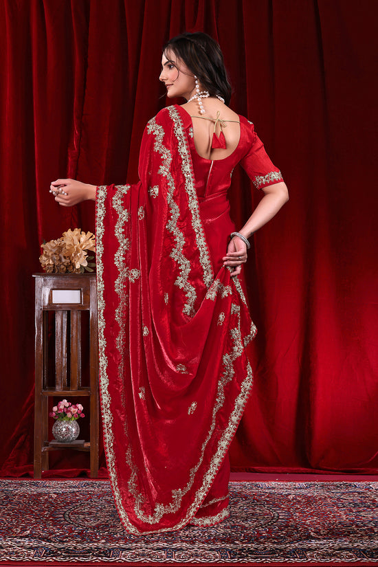 Traditional Embroidered Satin Silk Saree