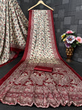Satin Silk Saree with Floral & Paisley Prints - Pionex Fab