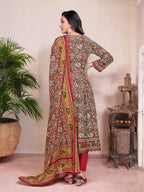 Printed Cotton Anarkali Kurta Set With Handwork on The Neckline