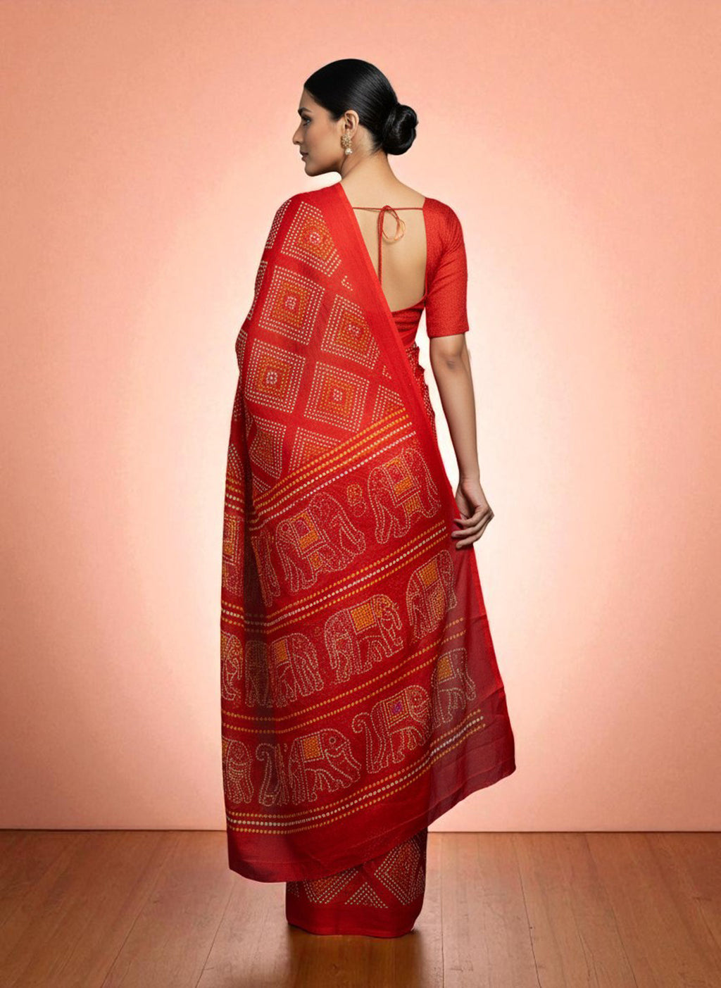 Elegant Satin Bandhni Printed Party wear Saree
